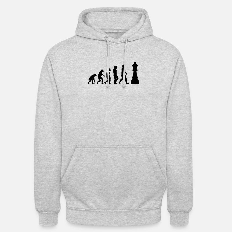 SCHACH SCHACHSPIELER SCHACHBRETT Chess Evolution - Unisex Hoodie - Hellgrau meliert