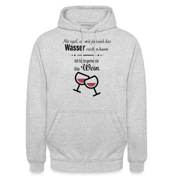 Wein trinken - Wasser - Unisex Hoodie - Hellgrau meliert - Vorne - Alina (178cm) & Michal (187cm)
