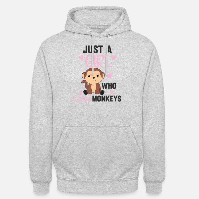 Nur ein Mädchen das Affen liebt- süßer Affe - Unisex Hoodie - Hellgrau meliert