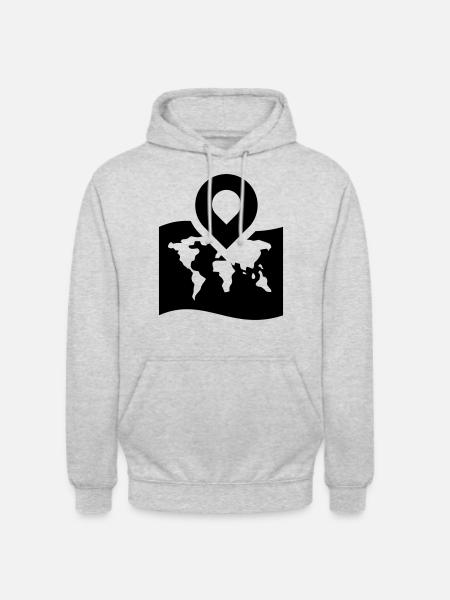 World map icon icon - Unisex Hoodie - light heather grey
