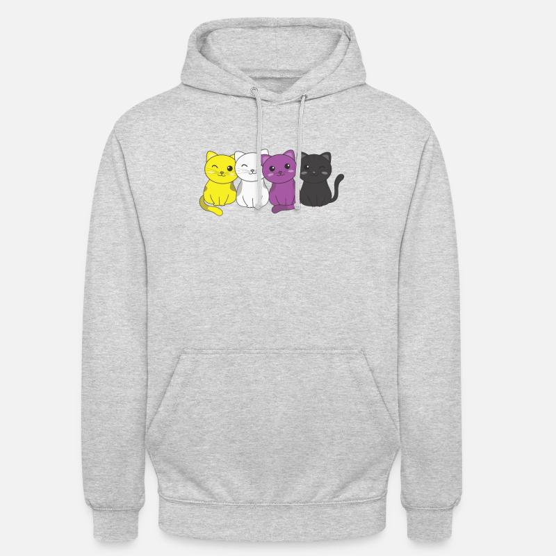 Nonbinary Flag Non Binary Pride LGBTQ cute cat - Unisex Hoodie - light heather grey