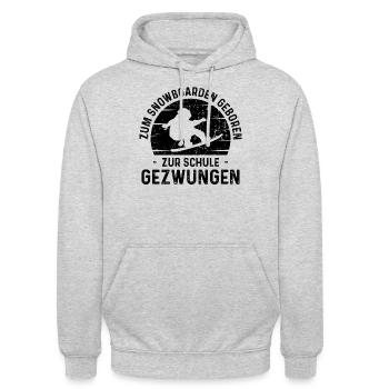 Zum Snowboarden geboten zur Schule Gezwungen - - Unisex Hoodie - Hellgrau meliert - Vorne - Alina (178cm) & Michal (187cm)