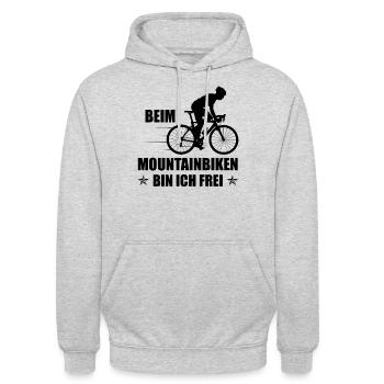 Beim Mountainbiken bin ICH FREI 2 - - Unisex Hoodie - Hellgrau meliert - Vorne - Alina (178cm) & Michal (187cm)