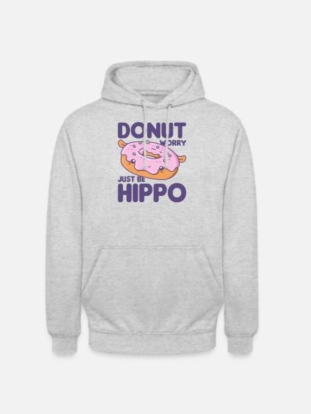 Funny Hippo Donut Word Game Kawaii Aesthetics - Unisex Hoodie - light heather grey