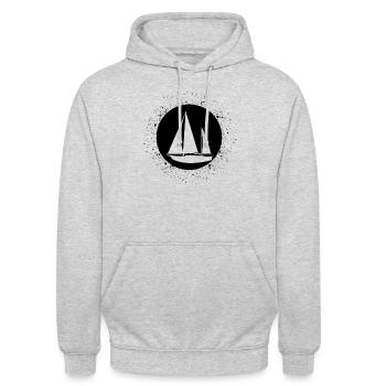 Kreis mit Splash und Segelboot - - Unisex Hoodie - Hellgrau meliert - Vorne - Alina (178cm) & Michal (187cm)