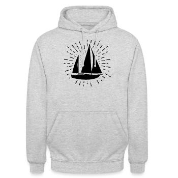 Feuerwerk und Segeln - - Unisex Hoodie - Hellgrau meliert - Vorne - Alina (178cm) & Michal (187cm)