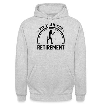 Mein Plan für den Ruhestand - - Unisex Hoodie - Hellgrau meliert - Vorne - Alina (178cm) & Michal (187cm)