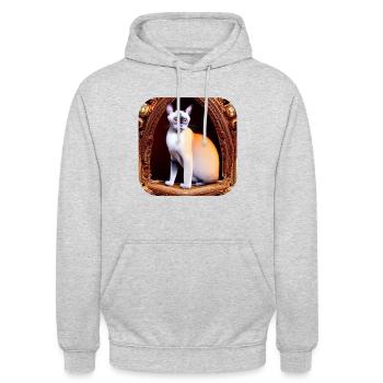 Siamkatze - Unisex Hoodie - Hellgrau meliert - Vorne - Alina (178cm) & Michal (187cm)
