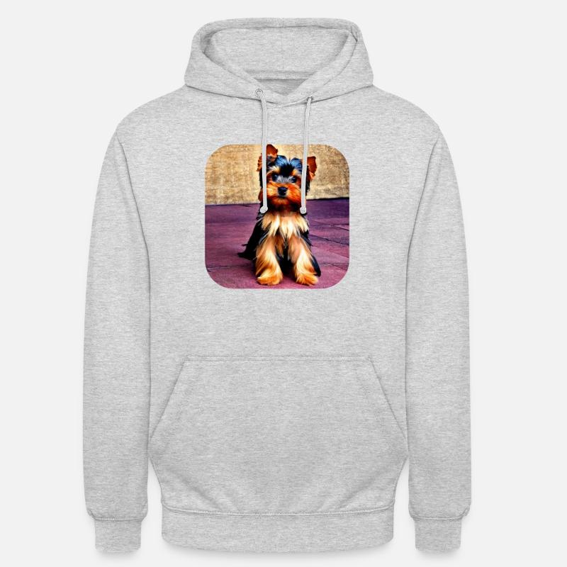 Yorkshire Terrier Chiot - Sweat-shirt à capuche unisexe - gris clair chiné