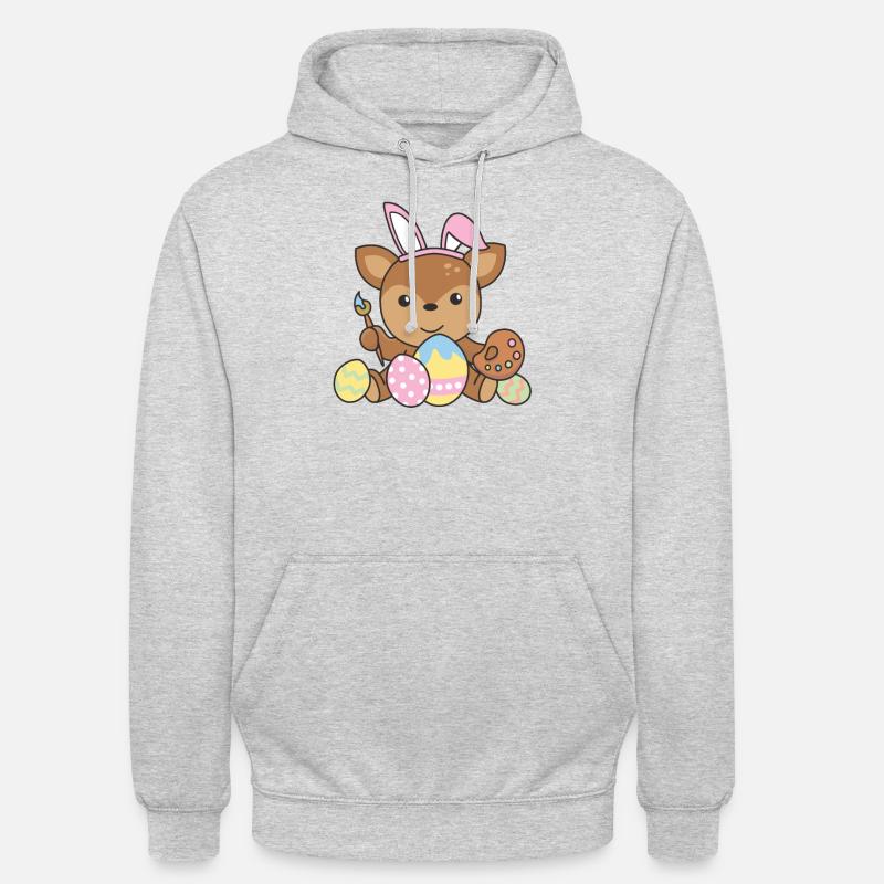 happy easter sweet deer Easter with Easter eggs Unisex Hoodie