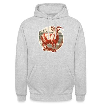 Geissbock rot und weiss - Unisex Hoodie - Hellgrau meliert - Vorne - Alina (178cm) & Michal (187cm)