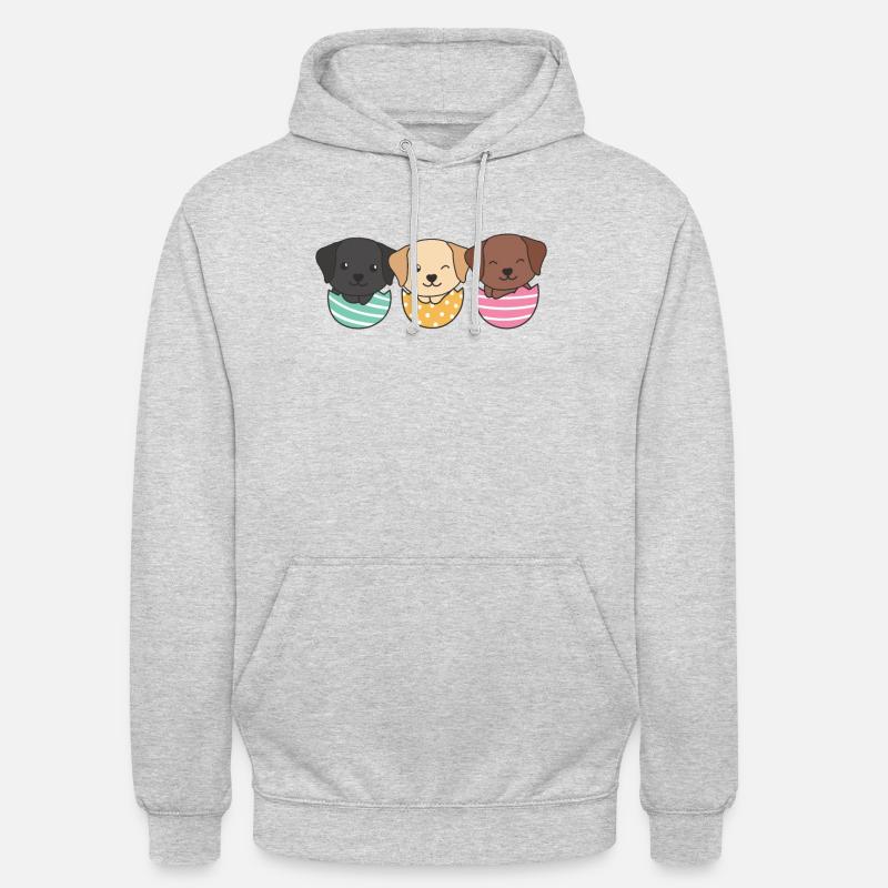 cute dogs at Easter with Easter eggs Labrador - Unisex Hoodie - light heather grey