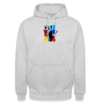 riesige Popart Hand - Unisex Hoodie - Hellgrau meliert - Vorne - Alina (178cm) & Michal (187cm)