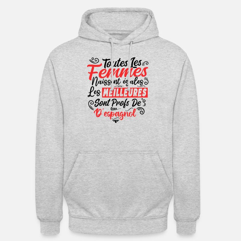 Prof Professeur Espagnol Métier Espagne - Sweat-shirt à capuche unisexe - gris clair chiné