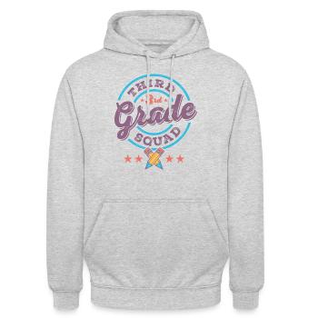 Mannschaftsteam der 3. Klasse für den Schulanfang der dritten Klasse - Unisex Hoodie - Hellgrau meliert - Vorne - Alina (178cm) & Michal (187cm)