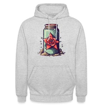 Flacon de potion magique et rose - Sweat-shirt à capuche unisexe - gris clair chiné - Devant - Alina (178cm) & Michal (187cm)