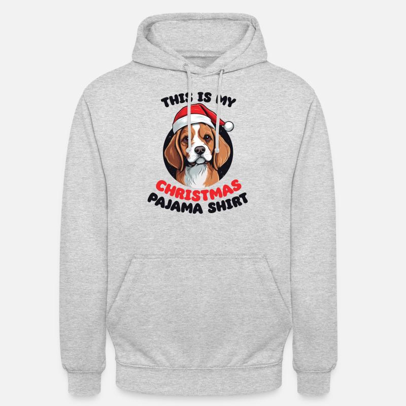 Beagle Noël Pyjamas Chiens - Sweat-shirt à capuche unisexe - gris clair chiné