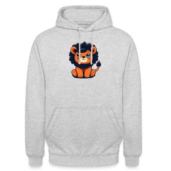 Lion Animaux mignons pour les enfants Lions - Sweat-shirt à capuche unisexe - gris clair chiné - Devant - Alina (178cm) & Michal (187cm)