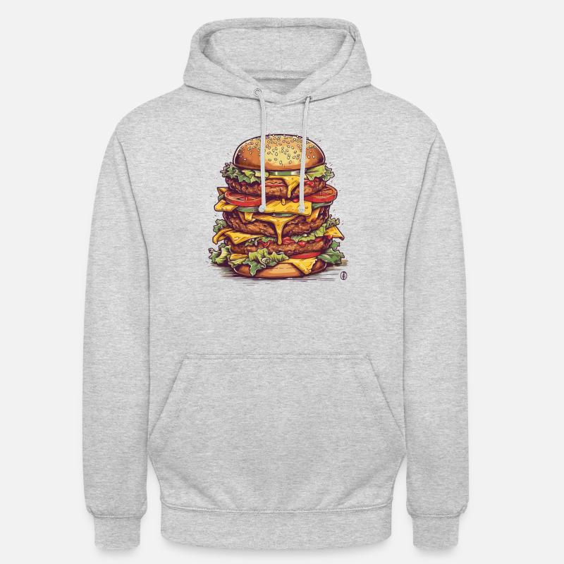 Un méga cheeseburger géant - Sweat-shirt à capuche unisexe - gris clair chiné