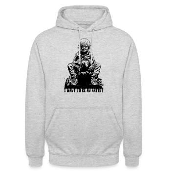Kleiner Junge will Künstler werden - Unisex Hoodie - Hellgrau meliert - Vorne - Alina (178cm) & Michal (187cm)