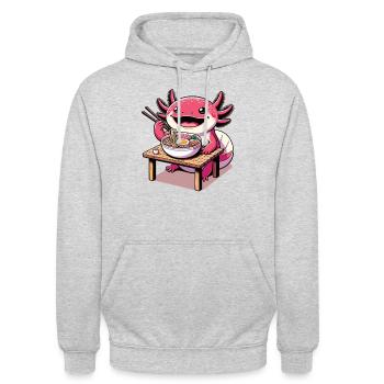 But first ramen sweet axolotl eats ramen - Unisex Hoodie - light heather grey - Front - Alina (178cm) & Michal (187cm)