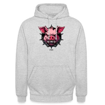 Das mächtige Gothic Schwein - Unisex Hoodie - Hellgrau meliert - Vorne - Alina (178cm) & Michal (187cm)