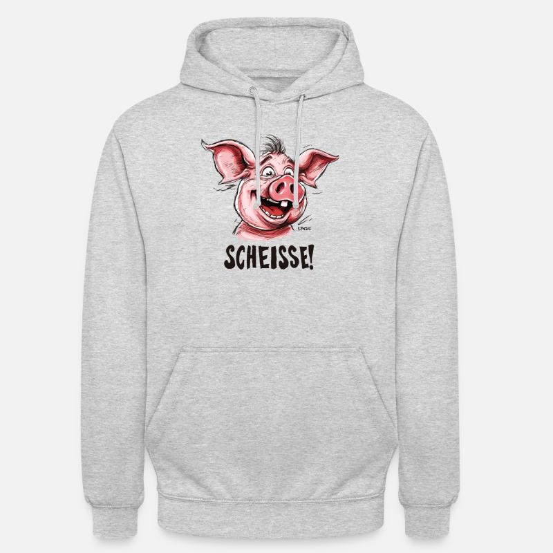 Scheiße, ein kleines Schwein - Unisex Hoodie - Hellgrau meliert