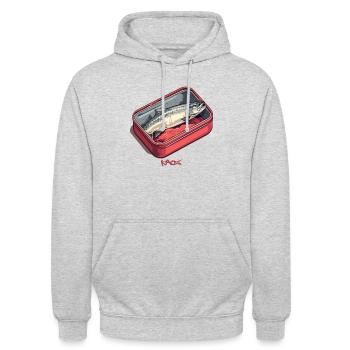 Eine Forelle in der Dose - Unisex Hoodie - Hellgrau meliert - Vorne - Alina (178cm) & Michal (187cm)