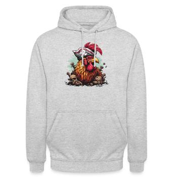 The skull rules: dung heap rooster pirate - Unisex Hoodie - light heather grey - Front - Alina (178cm) & Michal (187cm)