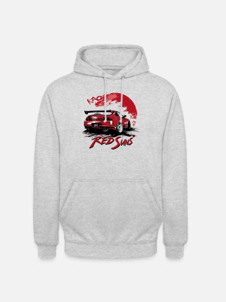 Red Suns Tegneserie JDM Street Racer Bil - Hættetrøje unisex - lysegrå meleret