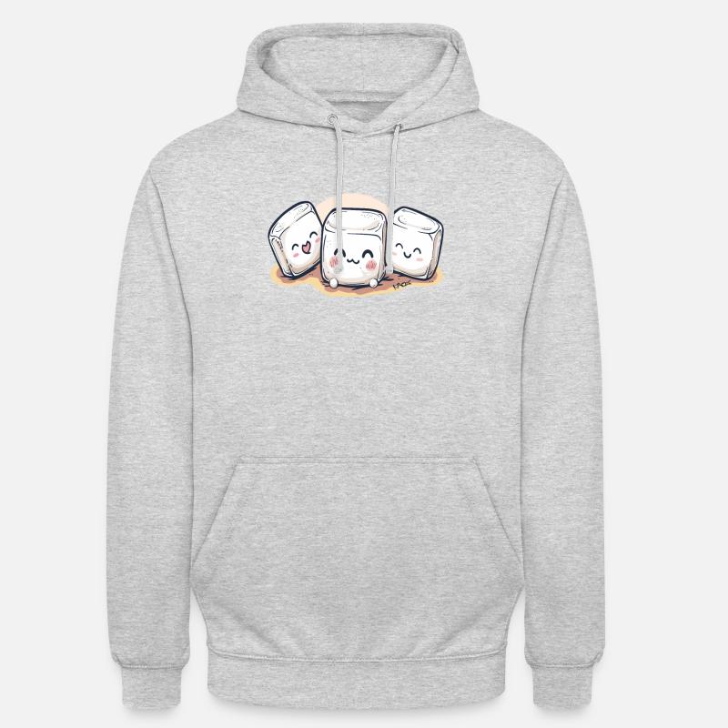 Süße, niedliche Chibi Marshmallows - Unisex Hoodie - Hellgrau meliert