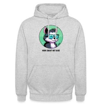 Work smart, not hard: Smart dog with glasses - Unisex Hoodie - light heather grey - Front - Alina (178cm) & Michal (187cm)