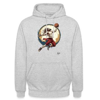 Messias Christus, der Retter: Basketball Jesus - Unisex Hoodie - Hellgrau meliert - Vorne - Alina (178cm) & Michal (187cm)