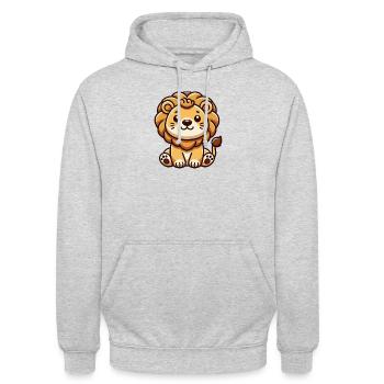 Lion Animaux mignons pour enfants Lions - Sweat-shirt à capuche unisexe - gris clair chiné - Devant - Alina (178cm) & Michal (187cm)
