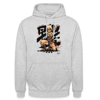 Barbaren-Kämpfer & Schwert-Maid - Unisex Hoodie - Hellgrau meliert - Vorne - Alina (178cm) & Michal (187cm)