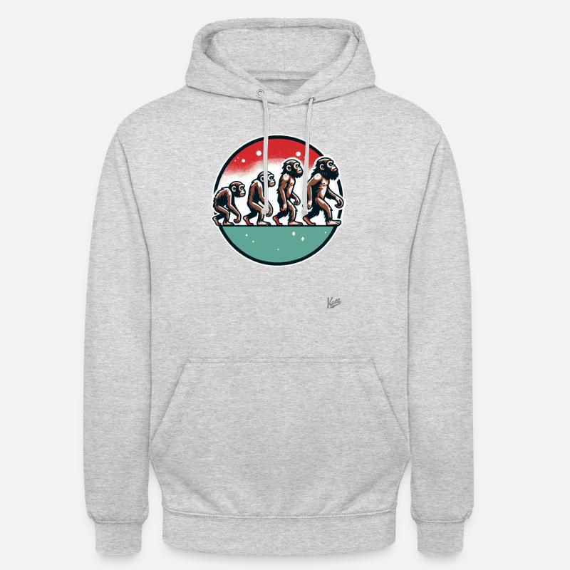 Evolution du singe - Sweat-shirt à capuche unisexe - gris clair chiné
