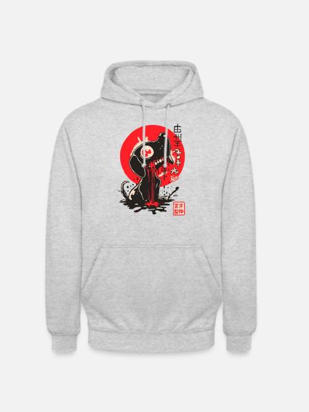 Japoński mały pies grozy - Bluza z kapturem typu unisex - jasnoszary melanż
