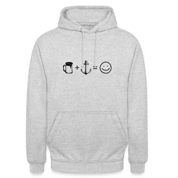 Bier Smile Face und Segeln 1 - - Unisex Hoodie - Hellgrau meliert - Vorne - Alina (178cm) & Michal (187cm)