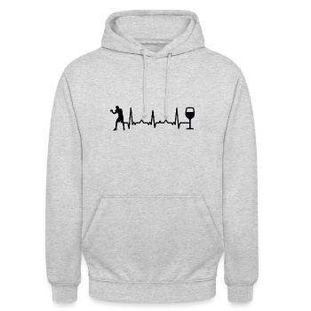 Wein-Heartbeat-Boxen - BO - Unisex Hoodie - Hellgrau meliert - Vorne - Alina (178cm) & Michal (187cm)