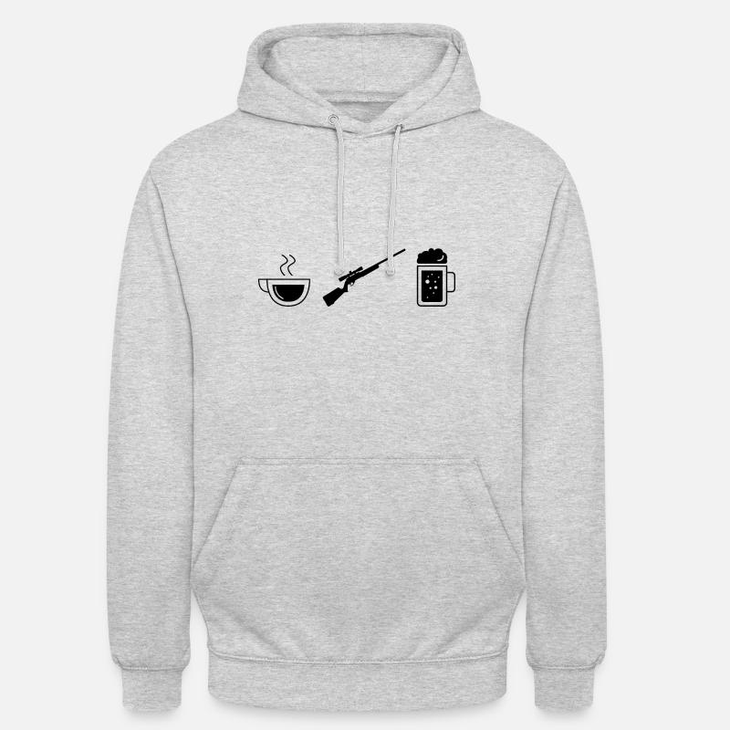 Café bière et chasse - - Sweat-shirt à capuche unisexe - gris clair chiné