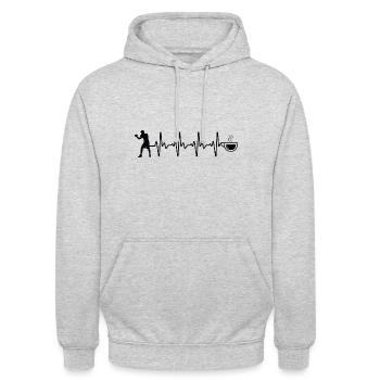 Boîtes à café Heartbeat - Bo - Sweat-shirt à capuche unisexe - gris clair chiné - Devant - Alina (178cm) & Michal (187cm)