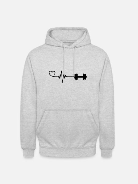 Pouls d’haltères Amour - Sweat-shirt à capuche unisexe - gris clair chiné