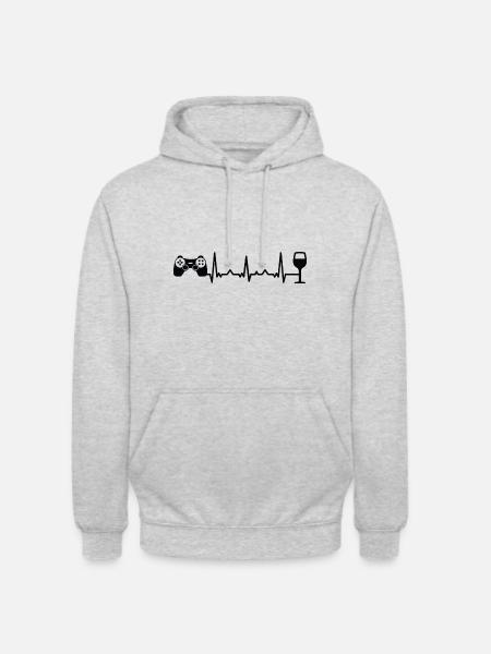 Wine Heartbeat Game - GA - Unisex Hoodie - light heather grey