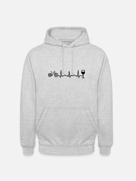 Heartbeat Wine and Ebike - - Unisex Hoodie - light heather grey