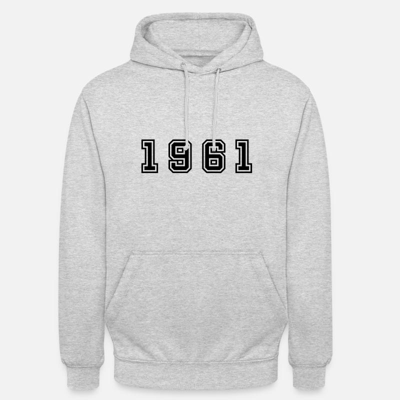 1961 numéro d'année - Sweat-shirt à capuche unisexe - gris clair chiné