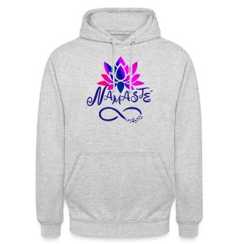 Namaste - Lotus Blossom - Unisex Hoodie - light heather grey - Front - Alina (178cm) & Michal (187cm)