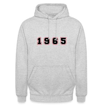 Numéro de l’année 1965 - Sweat-shirt à capuche unisexe - gris clair chiné - Devant - Alina (178cm) & Michal (187cm)