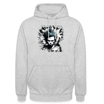 punk - Sweat-shirt à capuche unisexe - gris clair chiné - Devant - Alina (178cm) & Michal (187cm)