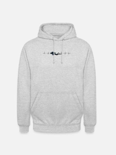 Diver - Diving - Diver - Heartbeat - Unisex Hoodie - light heather grey