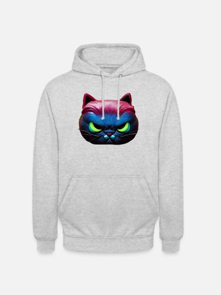Magical angry cat face! - Unisex Hoodie - light heather grey